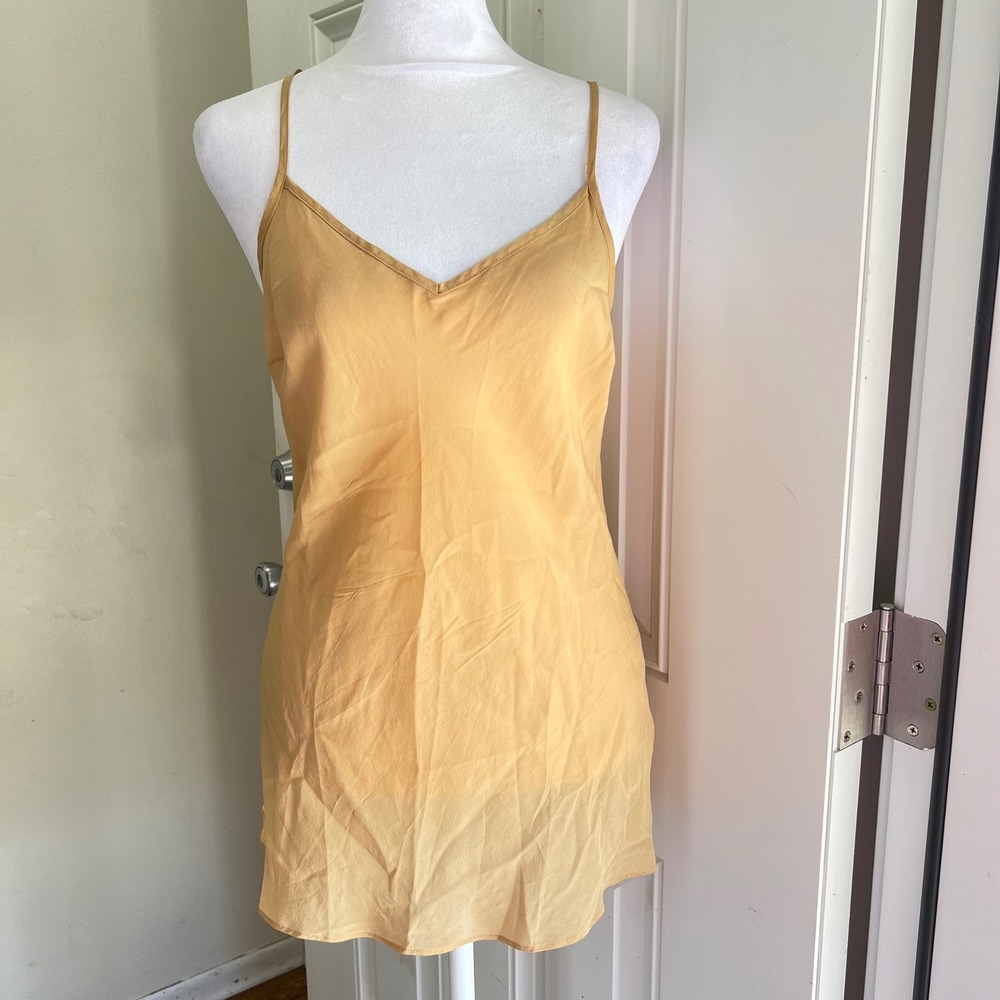 J.Crew‎ Mustard Yellow 100% Silk V-Neck Camisole Tank Top XS